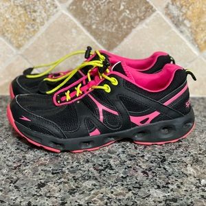 Speedo Womens Hydro Comfort Black Pink Lace Up Water Shoes Size 6